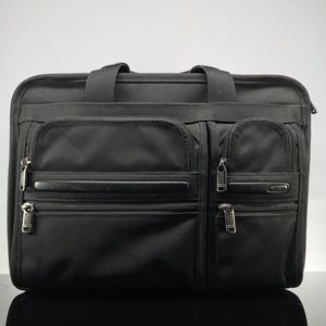 Tumi Alpha Expandable Organizer Laptop Briefcase Black Ballistic Nylon 26141D4